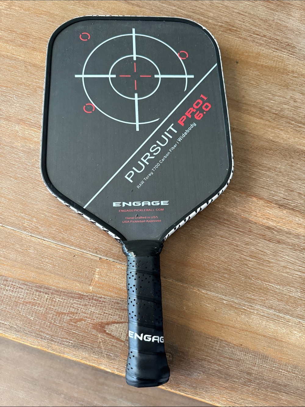 Engage Pursuit Pro1 6.0 Pickleball Paddle Toray T700 Carbon Fiber Black Red